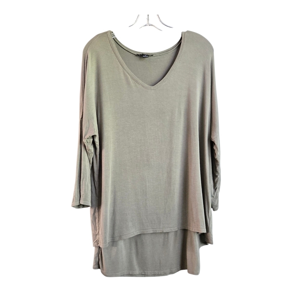 Tribal Green Relaxed 3/4 Sleeve Tunic, MEDIUM